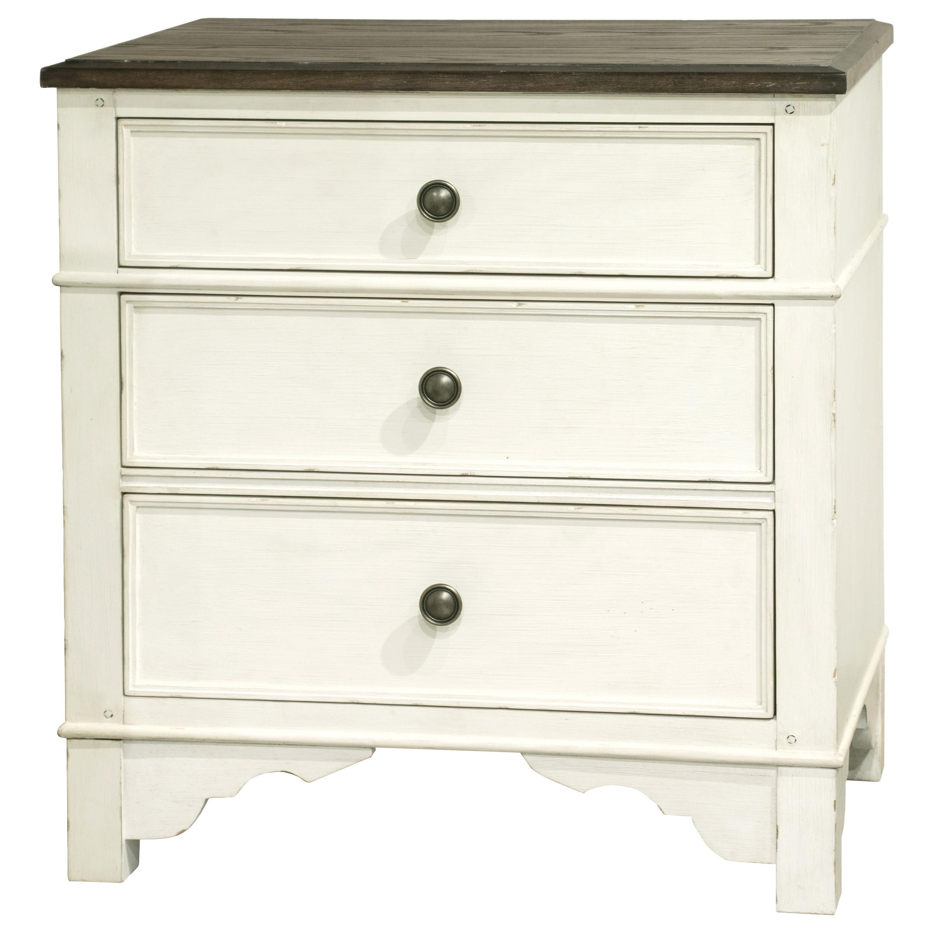 Riverside Furniture Grand Haven Cottage 3Drawer Nightstand with Felt